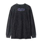 Men Long Sleeve T Shirt Abstract Printing Rock Washed Distressed T-shirt